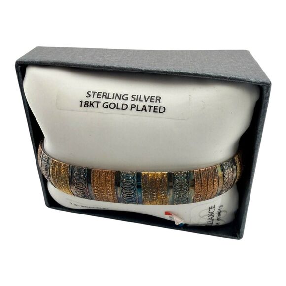 BRILLIANCE FINE JEWELRY Italy Sterling Silver 18kt Plated bracelet 18.81g